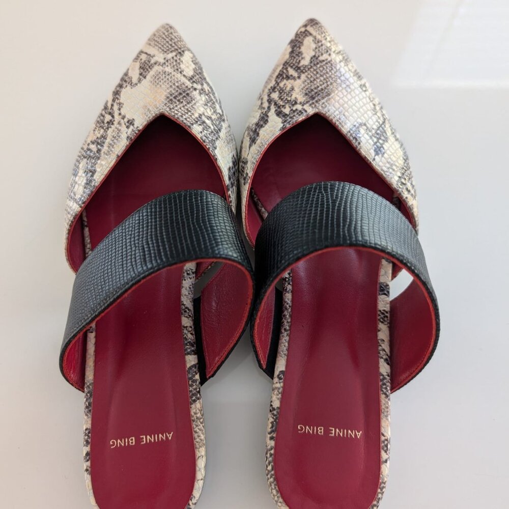 Anine Bing Python Daphne Pointed Toe Flats - Size… - image 8